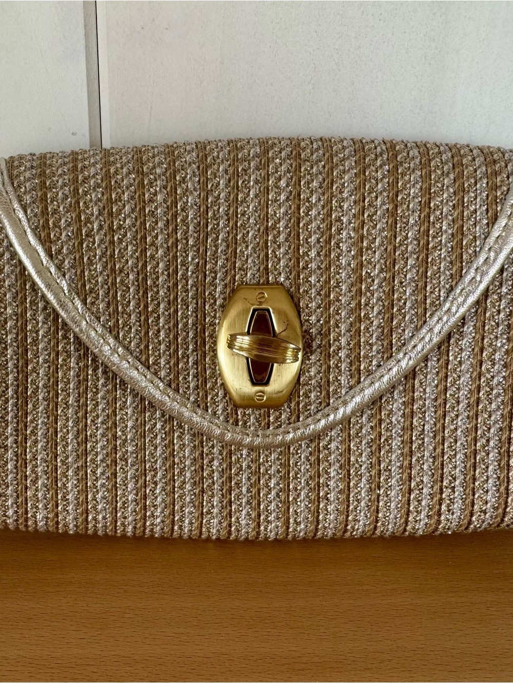 Eric Javits Elegant Metallic Gold Evening Clutch